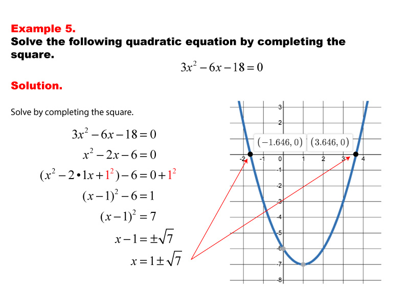 This math example shows how to solve a quadratic equation by completing the square.