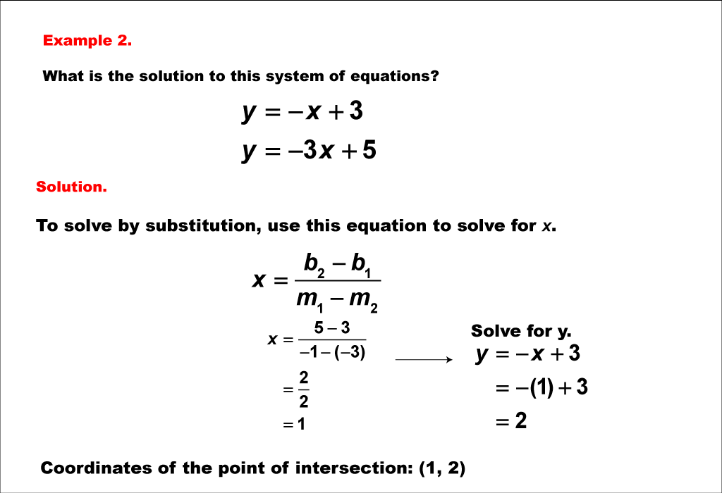 Math Example--Systems of Equations--Solving Linear Systems by Substitution: Example 2