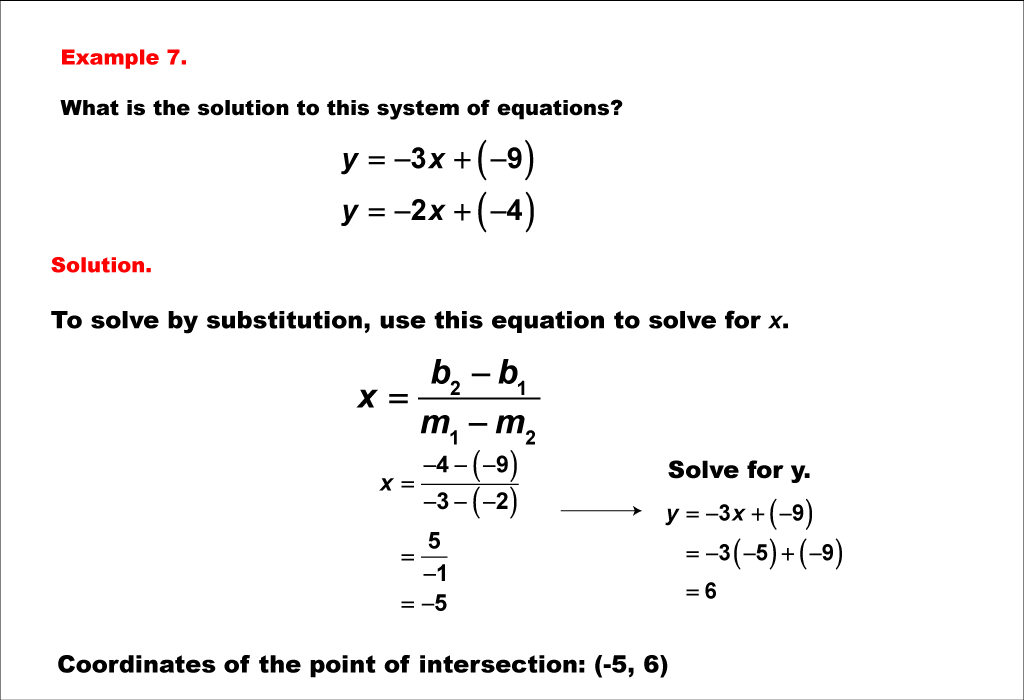 Math Example--Systems of Equations--Solving Linear Systems by Substitution: Example 7