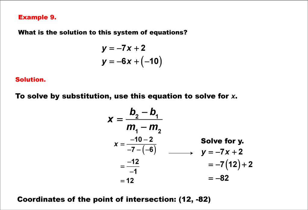Math Example--Systems of Equations--Solving Linear Systems by Substitution: Example 9