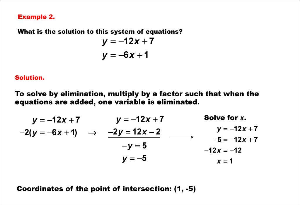 Math Example--Systems of Equations--Solving Linear Systems by Elimination: Example 2