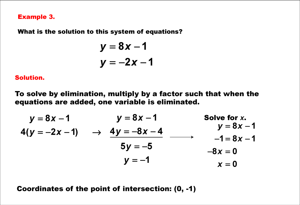 Math Example--Systems of Equations--Solving Linear Systems by Elimination: Example 3