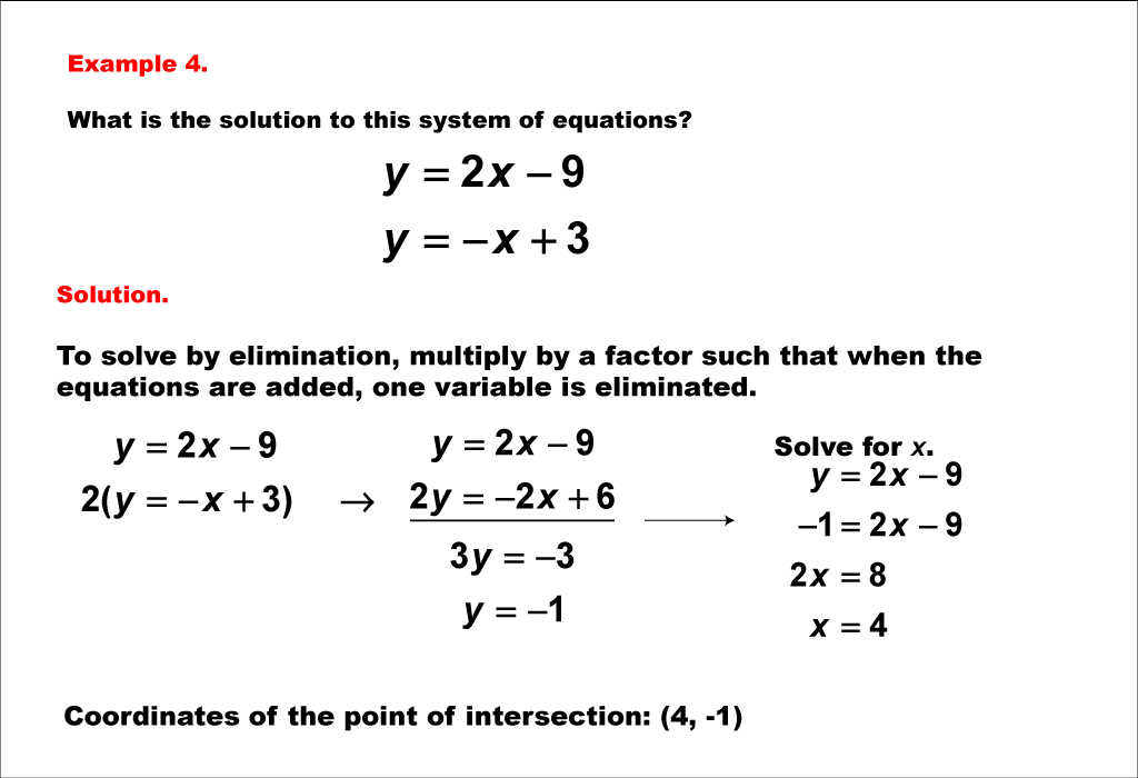 solving linear systems by elimination assignment edgenuity