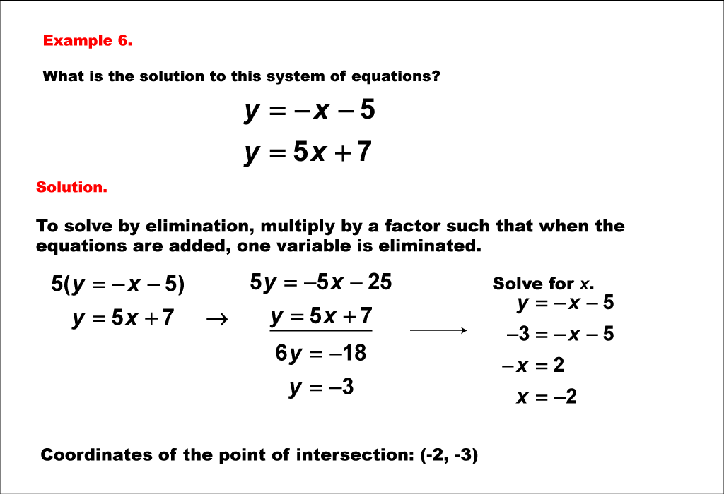 Math Example--Systems of Equations--Solving Linear Systems by Elimination: Example 6