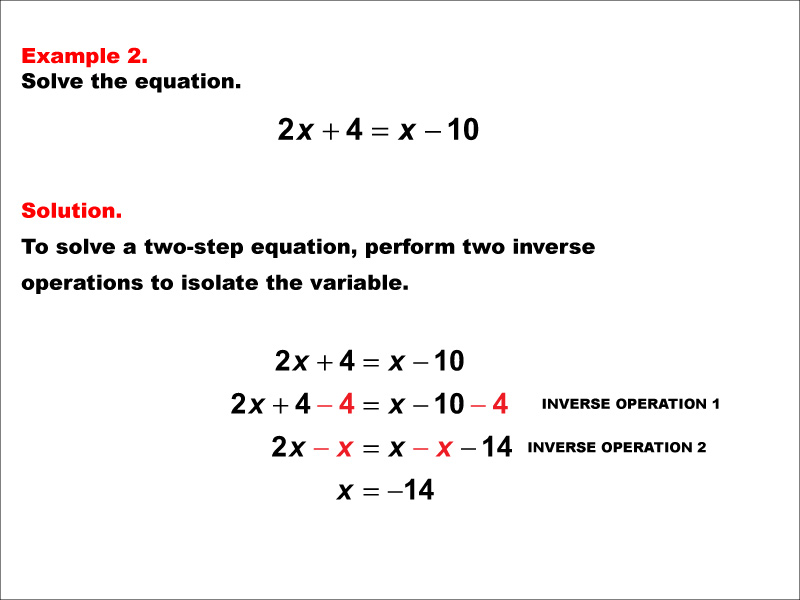 Math Example: Solving Two-Step Equations: Example 2