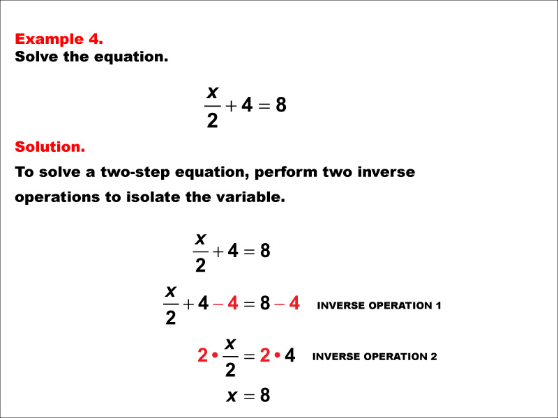 Math Example: Solving Two-Step Equations: Example 4