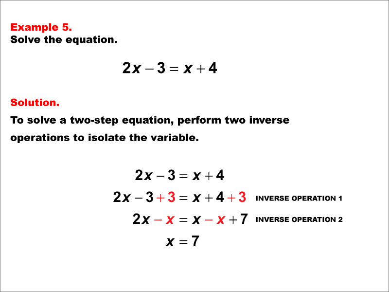Math Example: Solving Two-Step Equations: Example 5
