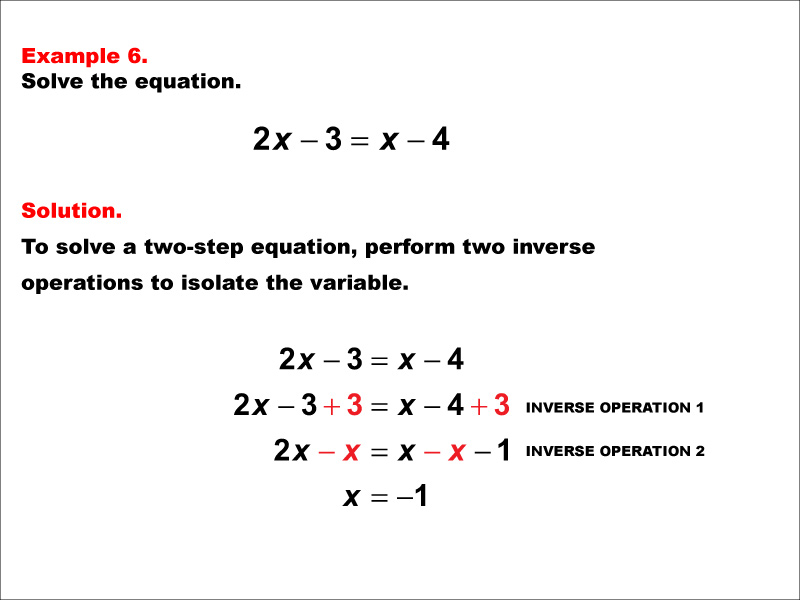 Math Example: Solving Two-Step Equations: Example 6