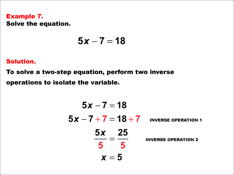 Math Example: Solving Two-Step Equations: Example 7