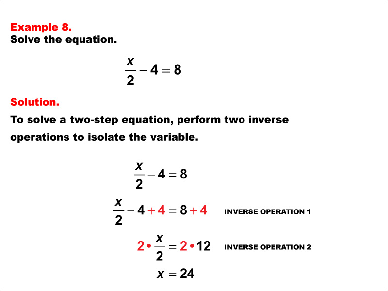 Math Example: Solving Two-Step Equations: Example 8