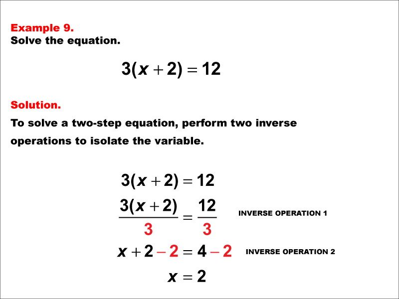 Math Example: Solving Two-Step Equations: Example 9