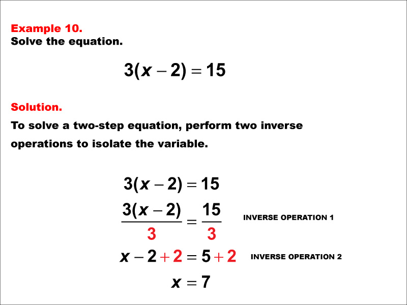 Math Example: Solving Two-Step Equations: Example 10