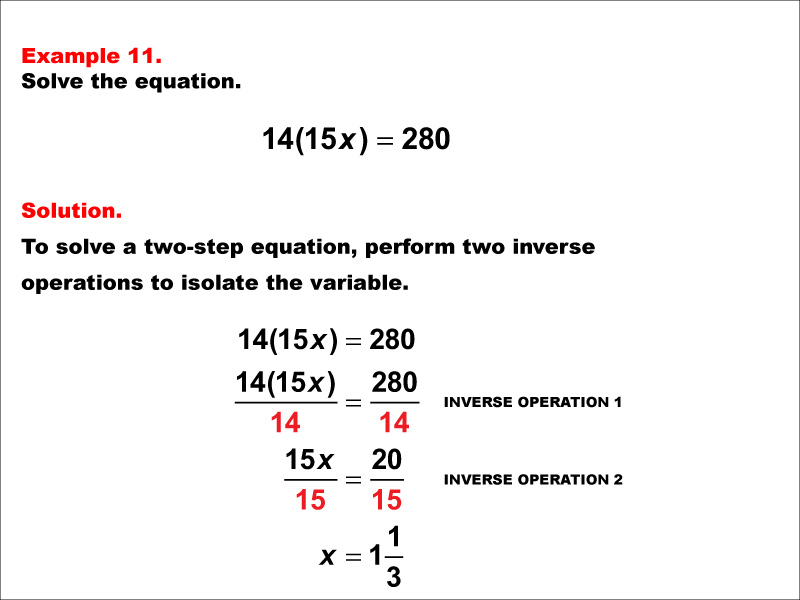 Math Example: Solving Two-Step Equations: Example 11