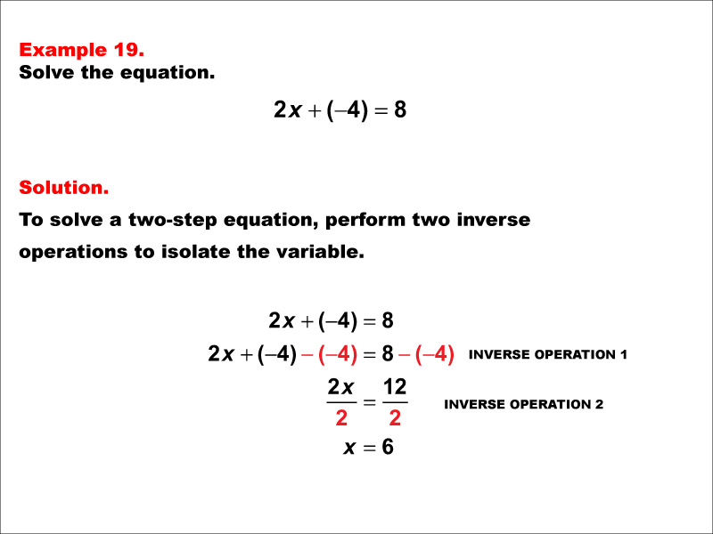 Math Example: Solving Two-Step Equations: Example 19