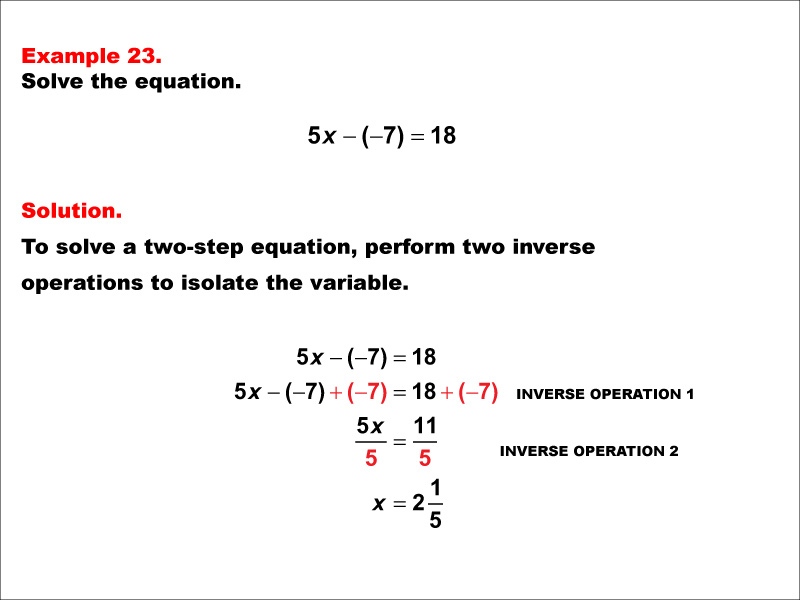 Math Example: Solving Two-Step Equations: Example 23