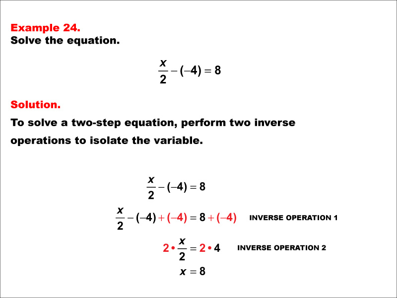 Math Example: Solving Two-Step Equations: Example 24
