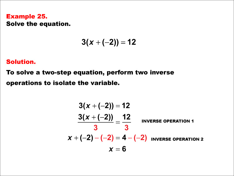 Math Example: Solving Two-Step Equations: Example 25