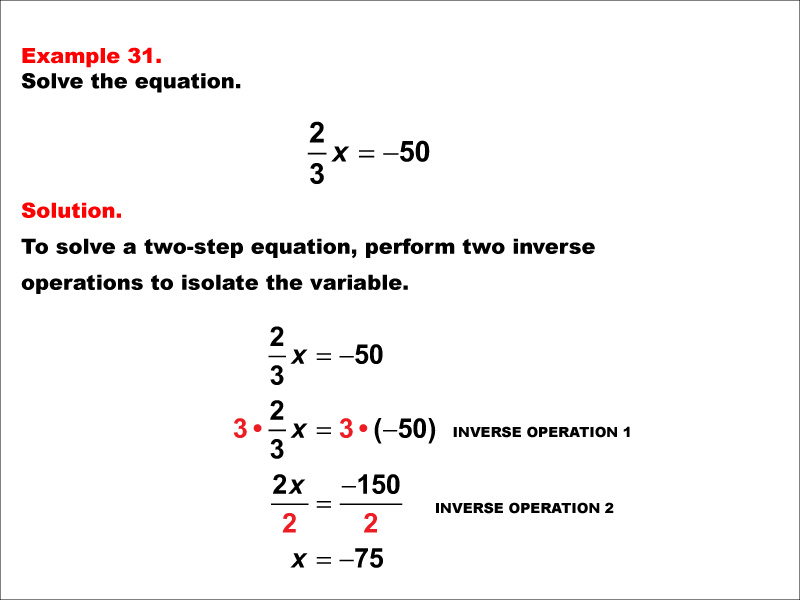Math Example: Solving Two-Step Equations: Example 31