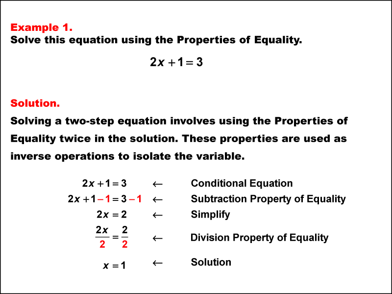 Math Example: Solving Two-Step Equations Using the Properties of Equality--Example 1