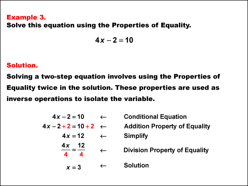 Math Example: Solving Two-Step Equations Using the Properties of Equality--Example 3