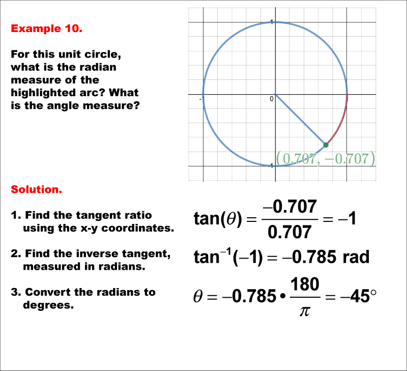 Math Example--Angle Concepts--Using Trig Ratios to Measure Radians--Example 10