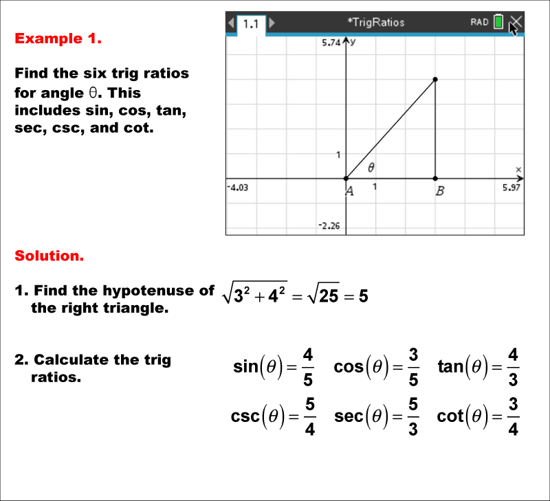 Math Example--Ratios and Rates--Trig Ratios--Example 1