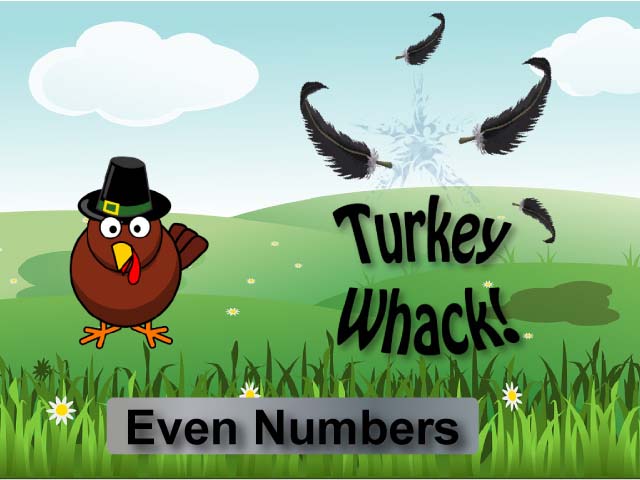 Interactive Math Game--Turkey Whack, Even Numbers