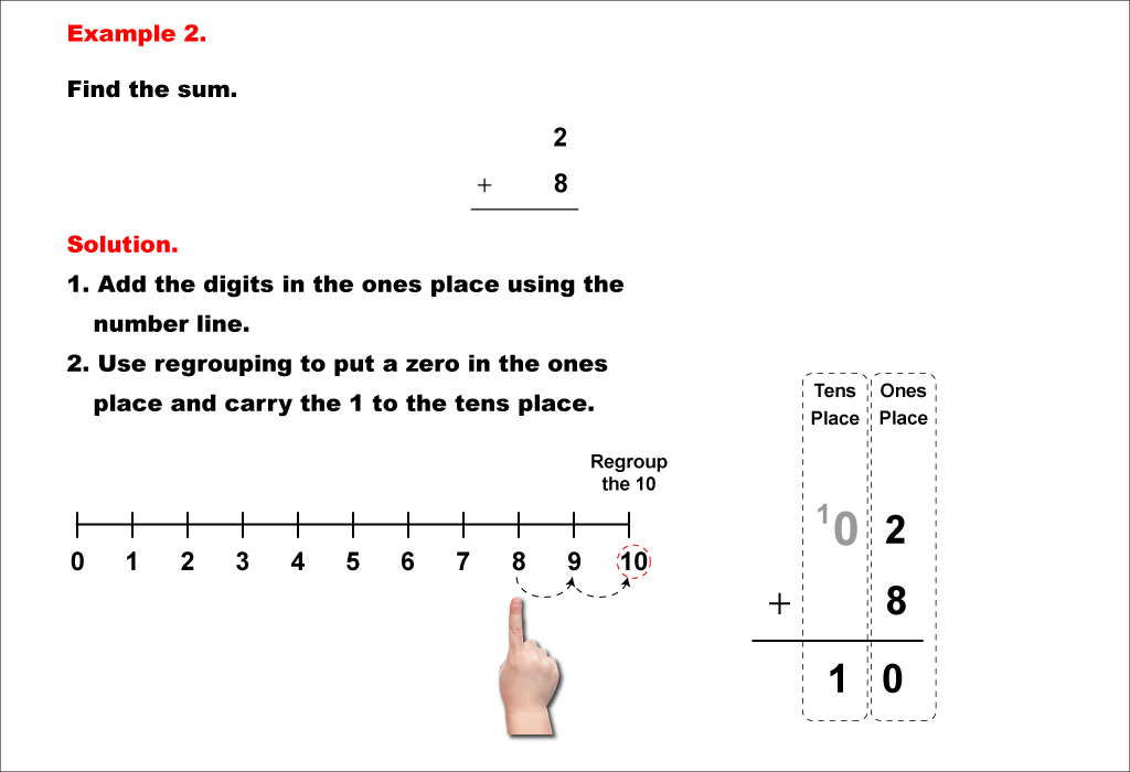 Math Example--Arithmetic--Two-Digit Sums to 20 (With Regrouping)--Example 2