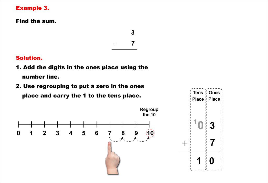Math Example--Arithmetic--Two-Digit Sums to 20 (With Regrouping)--Example 3