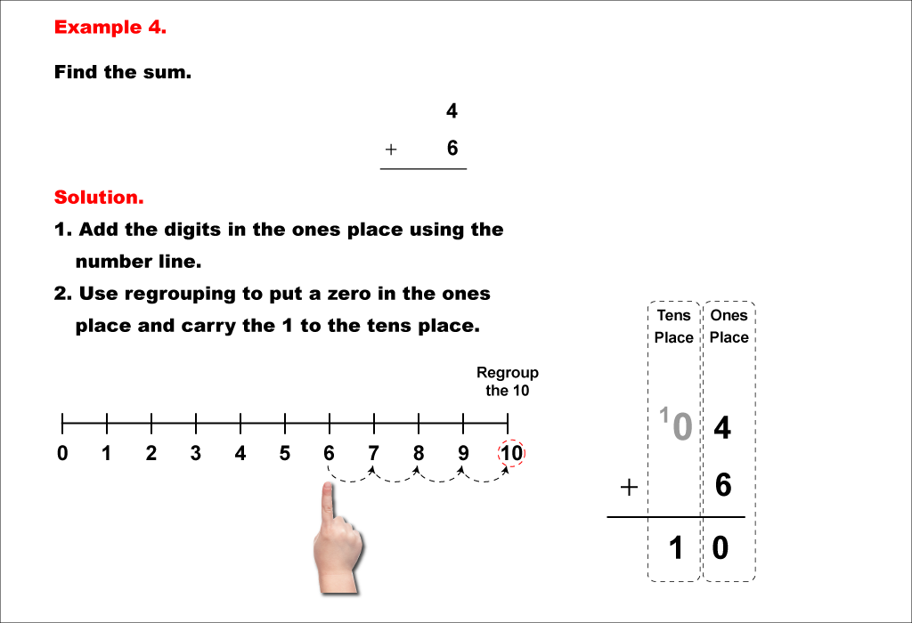 Math Example--Arithmetic--Two-Digit Sums to 20 (With Regrouping)--Example 4