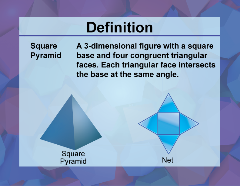 Video Definition 43--3D Geometry--Square Pyramid--Spanish Audio