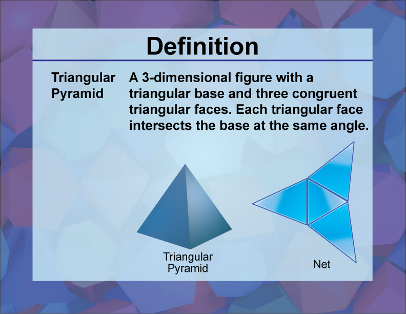 Video Definition 47--3D Geometry--Triangular Pyramid--Spanish Audio