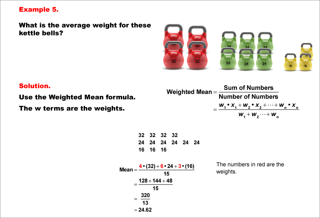 Math Example--Measures of Central Tendency--Weighted Mean--Example 5