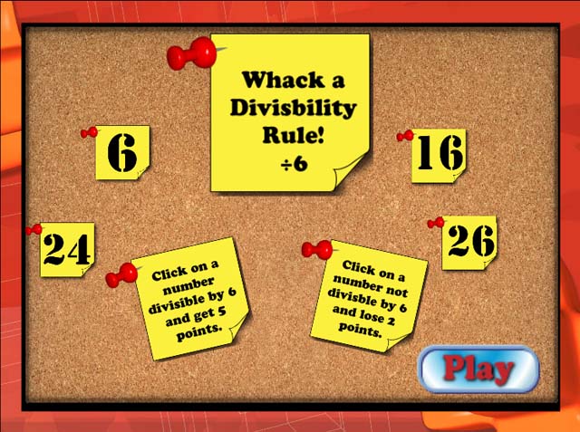 Interactive Math Game--Whack a Divisilbity Rule! 6