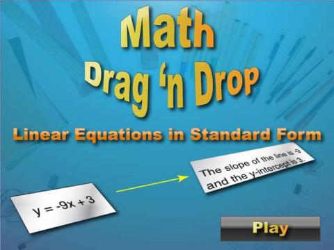 Interactive Math Game--DragNDrop Math--Linear Functions in Standard Form