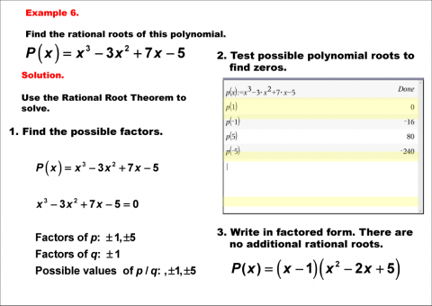 Math Example--Polynomial Concepts-- Rational Root Theorem: Example 6