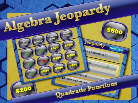 Interactive Math Game--Algebra Jeopardy, Quadratic Functions