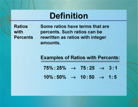 Definition--Ratios, Proportions, and Percents Concepts--Ratios with Percents