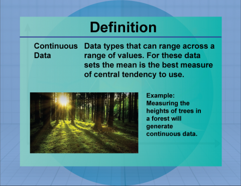 Definition--Measures of Central Tendency--Continuous Data