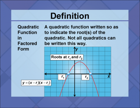 Definition--Quadratics Concepts--Quadratic Function in Factored Form