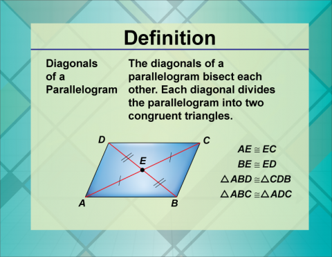 Definition--Quadrilateral Concepts--Diagonals of a Parallelogram