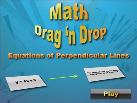 Interactive Math Game--DragNDrop Math--Equations of Perpendicular Lines