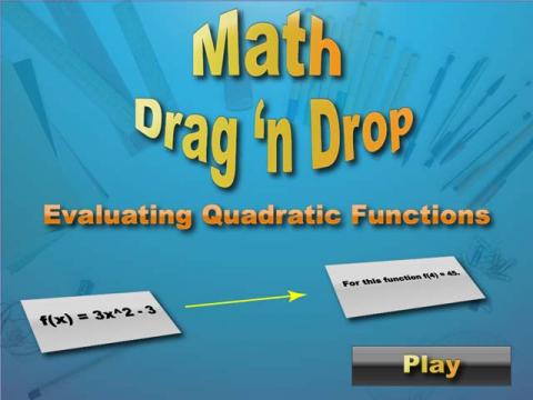 Interactive Math Game--DragNDrop Math--Evaluating Quadratic Functions