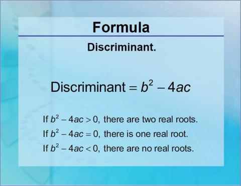 Formulas--Discriminant