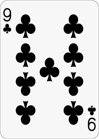 Math Clip Art--Playing Card: The 9 of Clubs