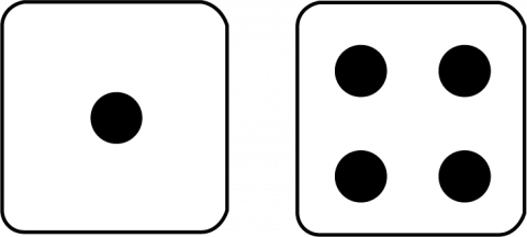 Math Clip Art--Dice and Number Models--Two Dice with 5 Showing, A
