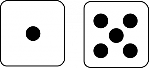 Math Clip Art--Dice and Number Models--Two Dice with 6 Showing, A