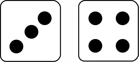 Math Clip Art--Dice and Number Models--Two Dice with 7 Showing, C