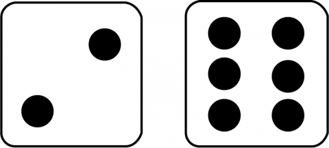 Math Clip Art--Dice and Number Models--Two Dice with 8 Showing, A