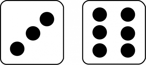 Math Clip Art--Dice and Number Models--Two Dice with 9 Showing, A
